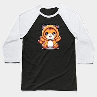 Cute Orange Kawaii Cat Baseball T-Shirt